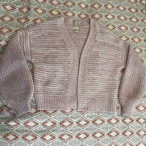 ANTHROPOLOGIE Akemi + Kin Tallulah Eyelash Cardigan Sweater Pink OS